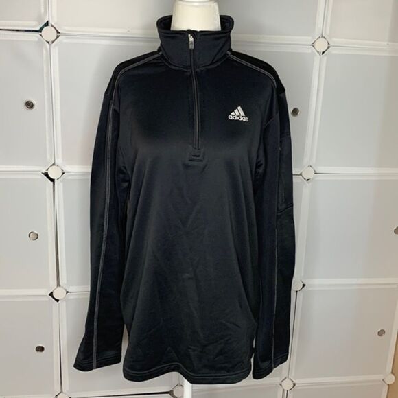 Adidas Black 1/4 Zip Long Sleeve Pullover Size Small - Picture 2 of 15